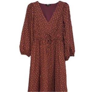 Madewell Sophia teaberry burgundy floral midi dress.